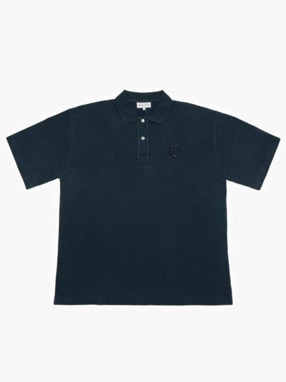 Bold Fox Head Patch Oversized Polo Shirt Navy - MAISON KITSUNE - BALAAN 2