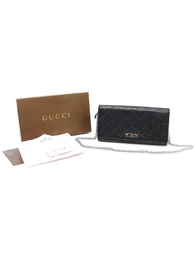 170426 Black Seama leather gold chain long wallet - GUCCI - BALAAN 2