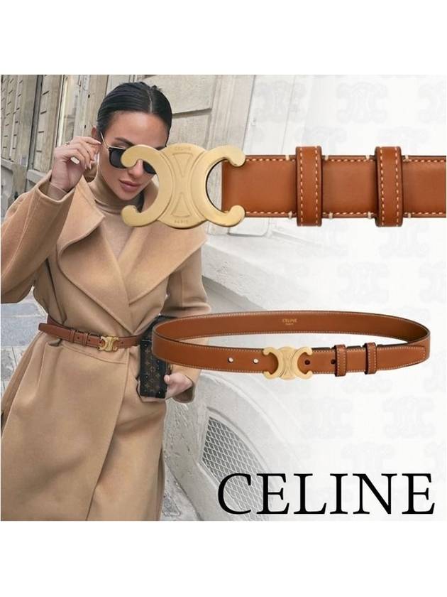 Triomphe Taurillon Medium Leather Belt Black - CELINE - BALAAN 2