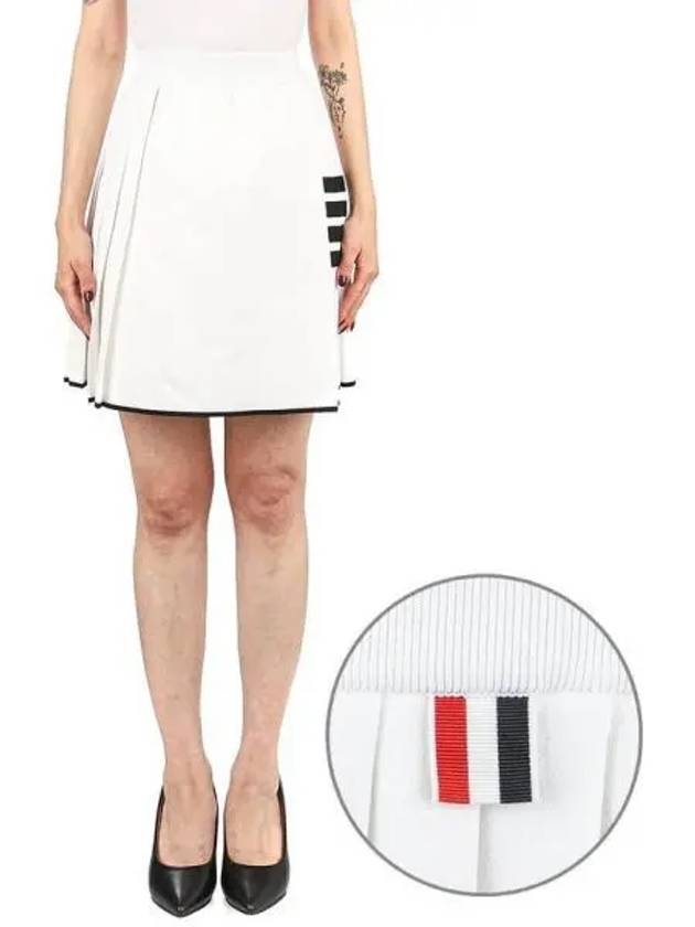 Women's 4 Bar Mini Pleated Skirt White - THOM BROWNE - BALAAN 2