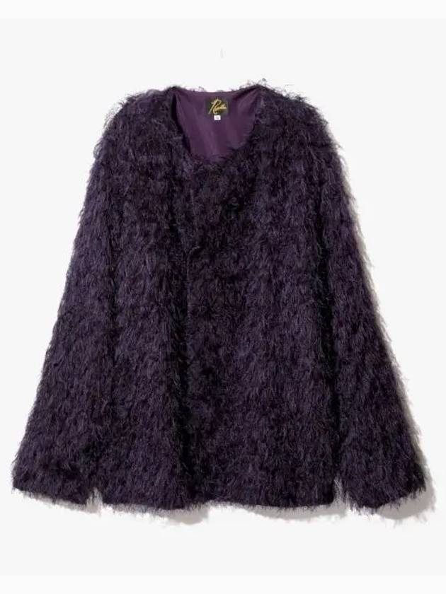 Snap Cardigan Jacket PE R Argyle Fringe Jq PURPLE NS121 - NEEDLES - BALAAN 1