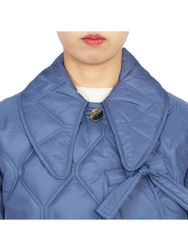 Women s Ripstop Quilted Asymmetrical Padding Gray Blue - GANNI - BALAAN 10