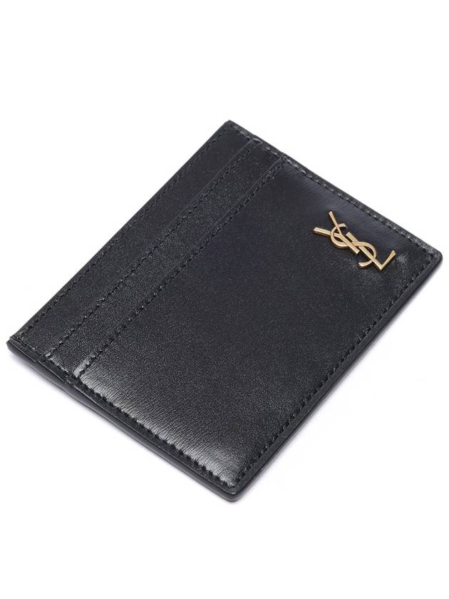 Tiny Monogram Shiny Leather Card Case Black - SAINT LAURENT - BALAAN 6