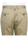 Men's Three-Stripe Tab Cotton Chino Straight Pants Beige - THOM BROWNE - BALAAN.