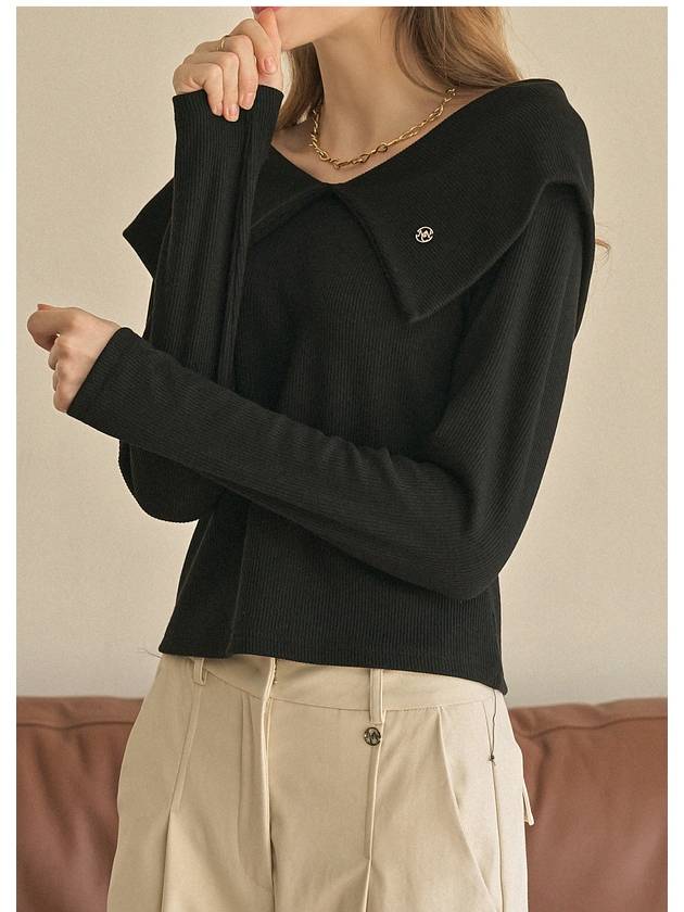 Daylily Big Collar Long Sleeve T-Shirt Black - MICANE - BALAAN 3