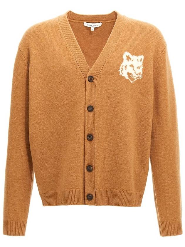 Fox Head Intarsia Comfort Cardigan Brown - MAISON KITSUNE - BALAAN 2