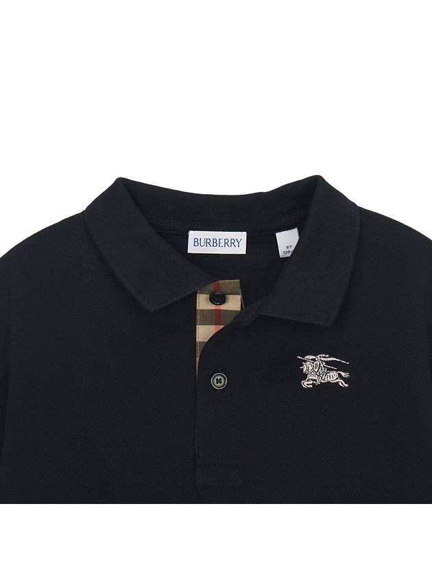 Kids Cotton Polo Shirt Black - BURBERRY - BALAAN 5