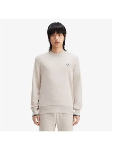 Fred Perry Baseline Crew Neck Sweatshirt Porridge AFPM2437535 W50 - FRED PERRY - BALAAN 1