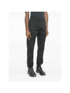 Stretch Cotton Wool Satin Straight Pants Black - STONE ISLAND - BALAAN 4