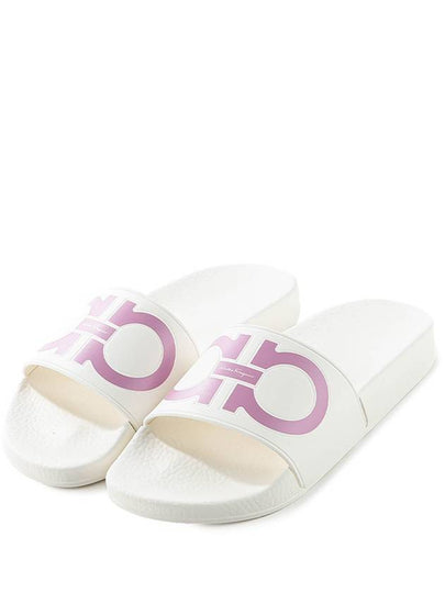 Gancini Printing Band Rubber Slippers White - SALVATORE FERRAGAMO - BALAAN 2