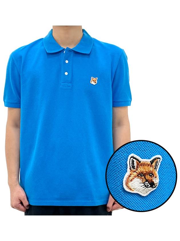 Fox Head Patch Cotton Polo Shirt Blue - MAISON KITSUNE - BALAAN 2