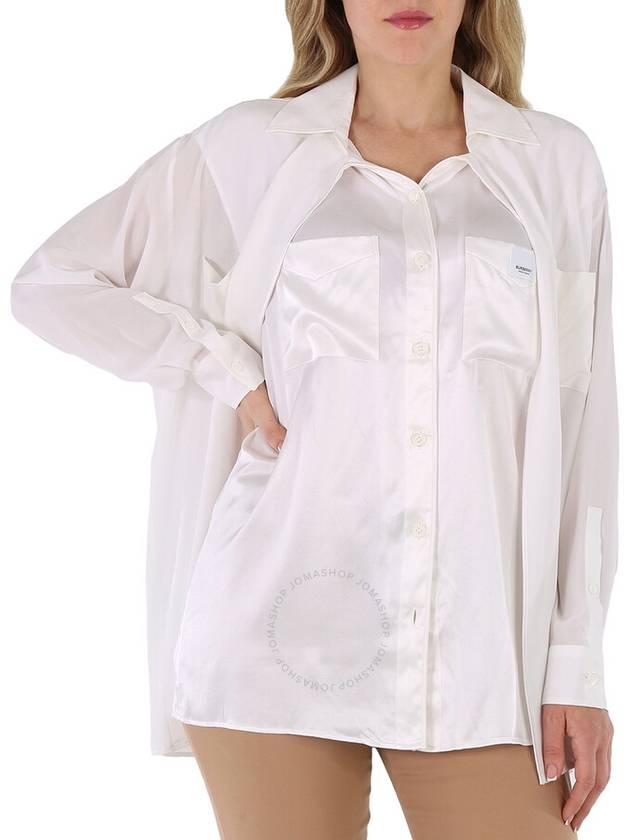 Women's Logo Applique Overfit Shirt White - BURBERRY - BALAAN 2