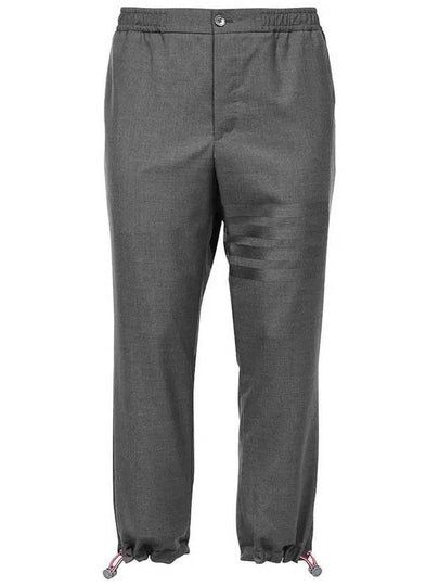 Plain Weave 4-Bar Elastic Waist Track Pants Dark Grey - THOM BROWNE - BALAAN 2