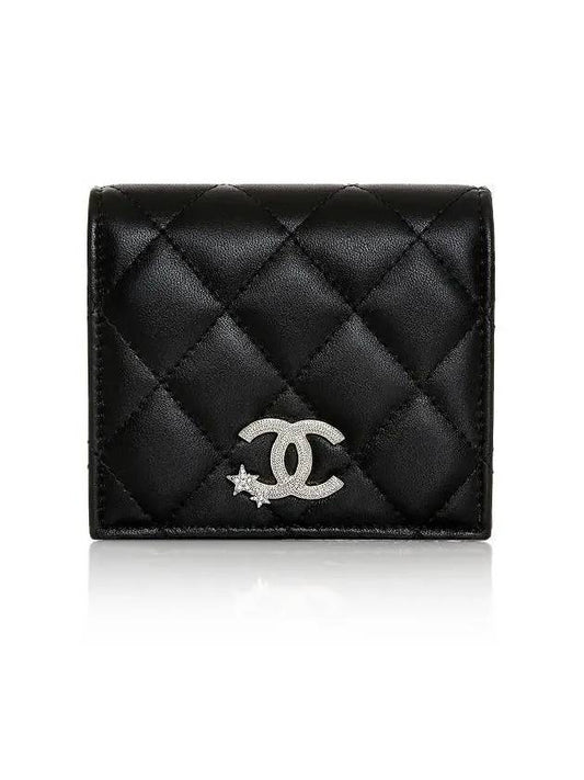 AP3726 B14929 94305 CC Star Logo Lambskin Flap Black Wallet - CHANEL - BALAAN 1