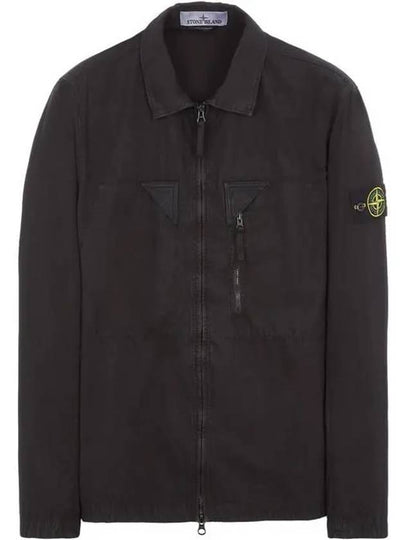 Wappen Patch Old Treatment Zip-Up Overshirt Black - STONE ISLAND - BALAAN 2