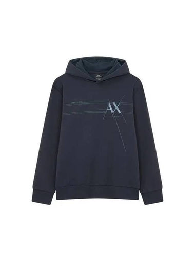 Men s Multi Line Logo Hooded Sweatshirt Navy 271632 - ARMANI EXCHANGE - BALAAN 1