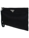 Re-Nylon and Saffiano Leather Clutch Bag Black - PRADA - BALAAN 3