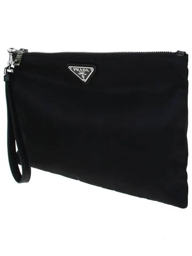 Re-Nylon and Saffiano Leather Clutch Bag Black - PRADA - BALAAN 3