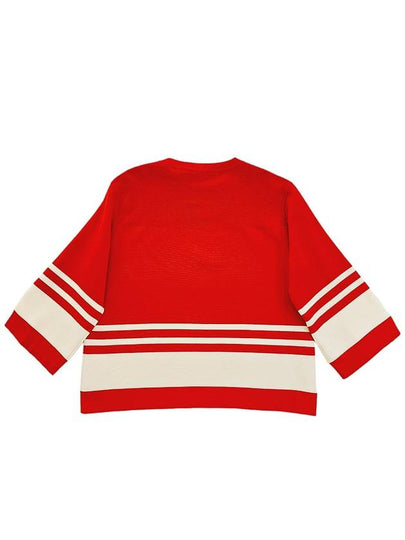 Valentino Women's ALine Cotton Sweater Red White A0908 1104 1113 - MOSCHINO - BALAAN 2