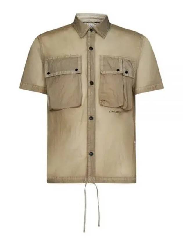 Microweave Logo Short Sleeve Shirt Beige - CP COMPANY - BALAAN 2