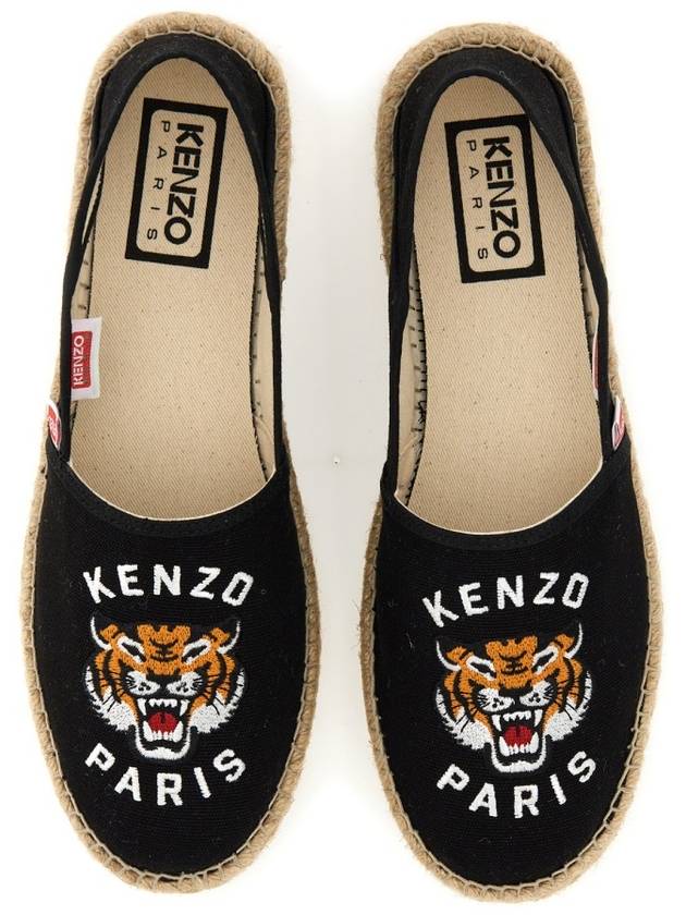 Lucky Tiger Embroidery Canvas Espadrilles Black - KENZO - BALAAN 4