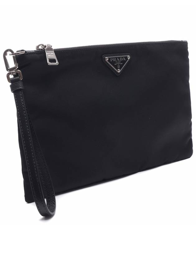 Re-Nylon and Saffiano Leather Clutch Bag Black - PRADA - BALAAN 4