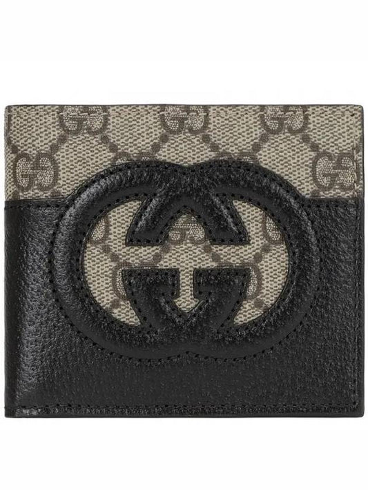 Cutout Interlocking G Monogram Bifold Wallet Beige Black - GUCCI - BALAAN 2