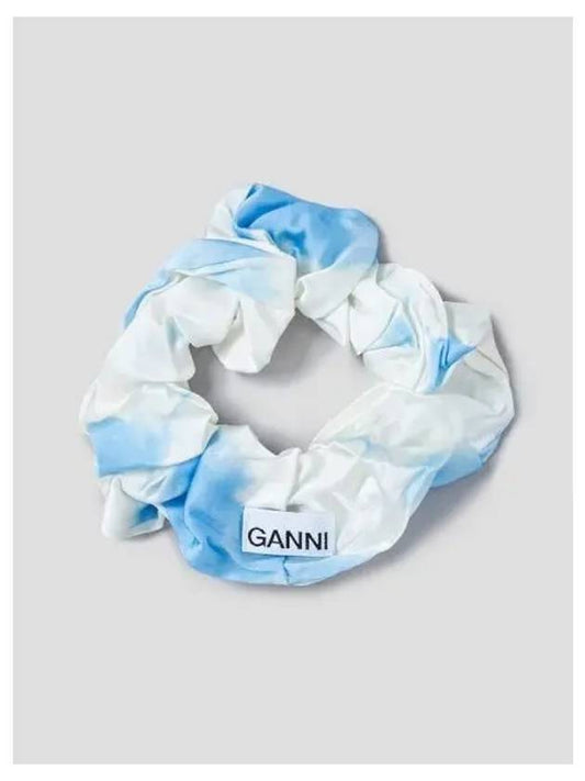 Printed Satin Scrunch Headband Sky Blue Domestic Product GM0024032827540 - GANNI - BALAAN 1