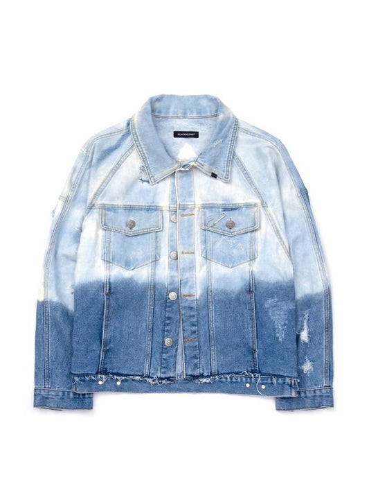 BBD Utopia Bleached Custom Raglan Denim Jacket Blue - BLACKBLOND - BALAAN 1