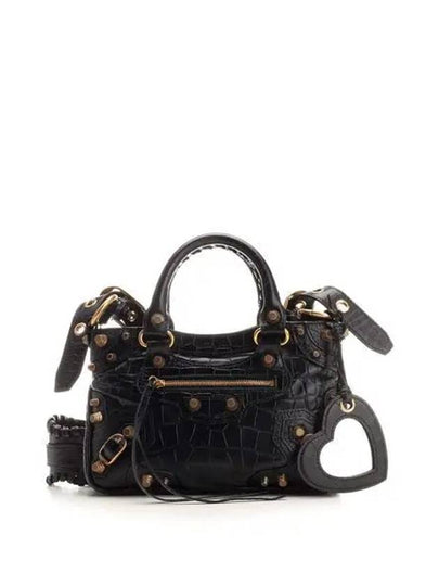 Neo Cagole Small Crocodile Embossed Leather Tote Bag Black - BALENCIAGA - BALAAN 2