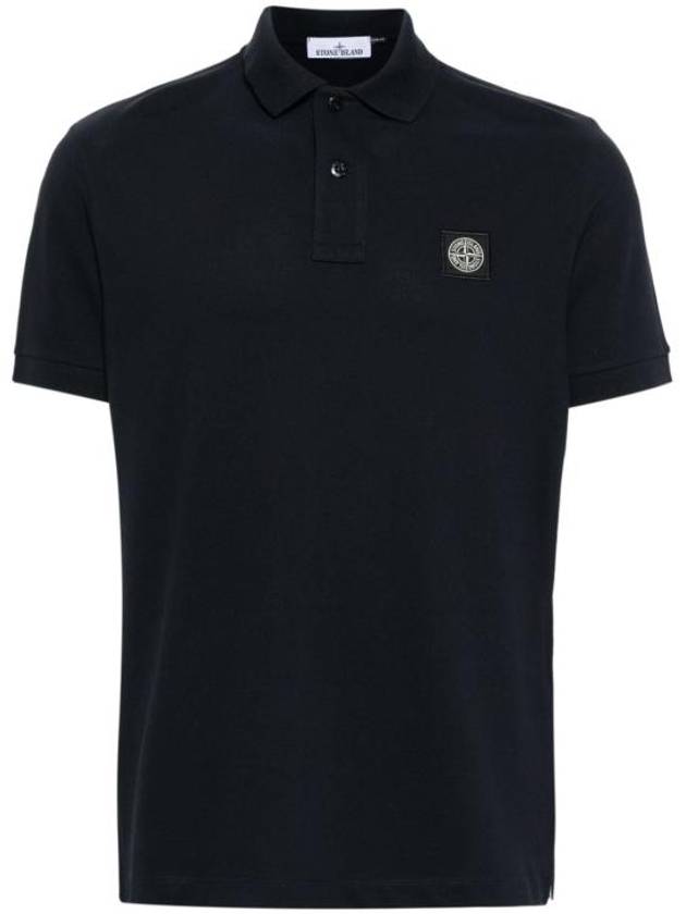 Pique Stretch Cotton Short Sleeve Polo Shirt Navy - STONE ISLAND - BALAAN 2