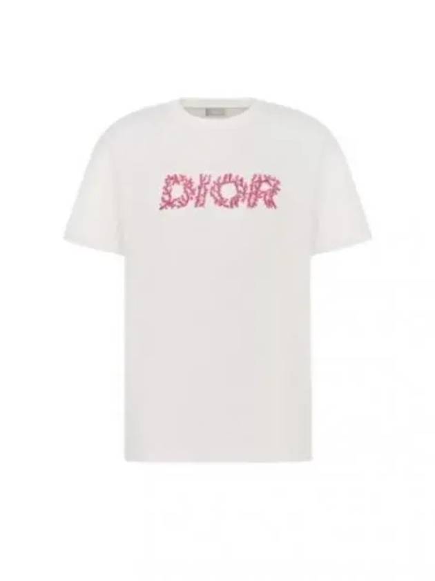 Italic Coral Relaxed-Fit Short Sleeve T-Shirt White - DIOR - BALAAN 2