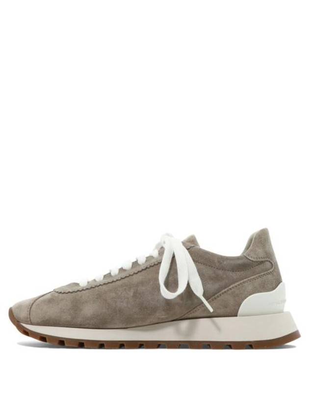 Chain Suede Low Top Sneakers Beige - BRUNELLO CUCINELLI - BALAAN 4