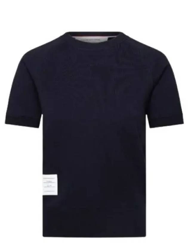 Women's Loopback Cotton Short Sleeve T-Shirt Navy - THOM BROWNE - BALAAN 2