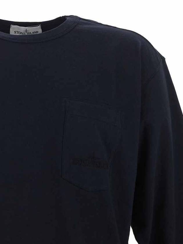 Cotton Jersey Long Sleeve T Shirt Navy - STONE ISLAND - BALAAN 4