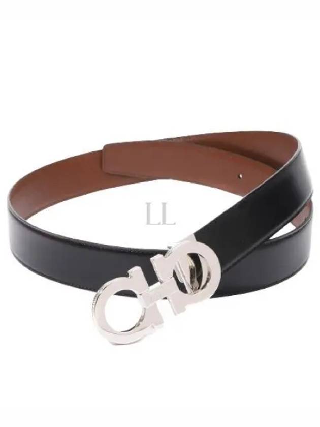 Reversible Gancini Leather Belt Black Brown - SALVATORE FERRAGAMO - BALAAN 2