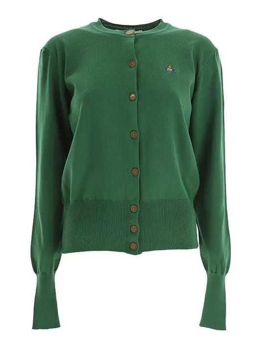 Bea Embroid Logo Cotton Cardigan Green - VIVIENNE WESTWOOD - BALAAN.