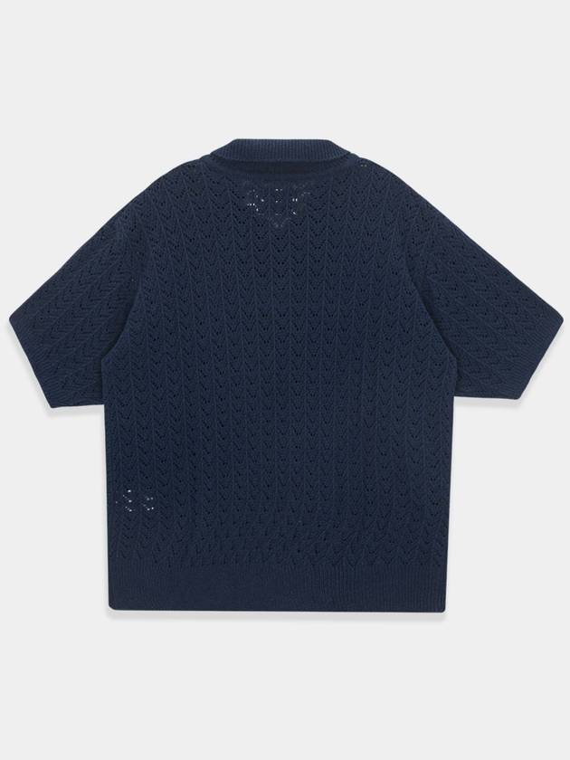 Crochet Punching Polo KnitRoyal Navy - KINETO - BALAAN 4