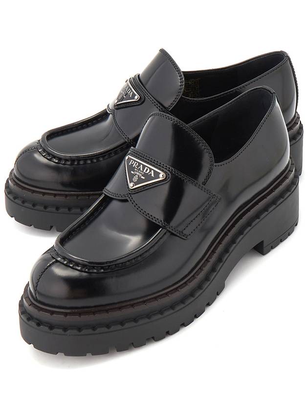 Logo Leather Loafers Black - PRADA - BALAAN 2