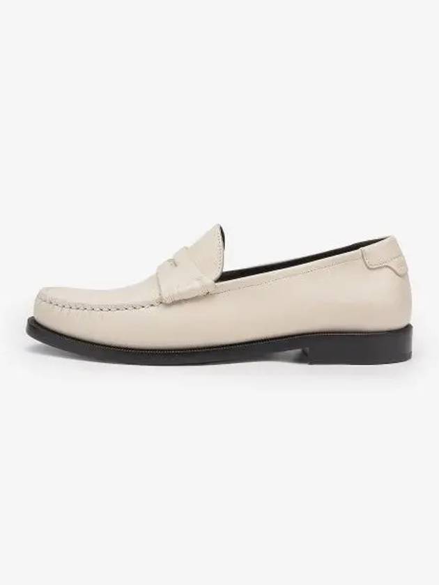 Le Loafer Penny Slippers In Smooth Leather Pearl - SAINT LAURENT - BALAAN 2