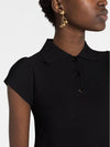 Polo Collar Viscose Short Dress Black - LOEWE - BALAAN 6