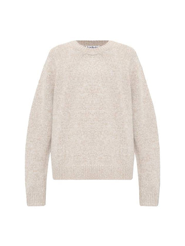 Wool Blend Crew Neck Jumper Knit Top Light Taupe - ACNE STUDIOS - BALAAN 1