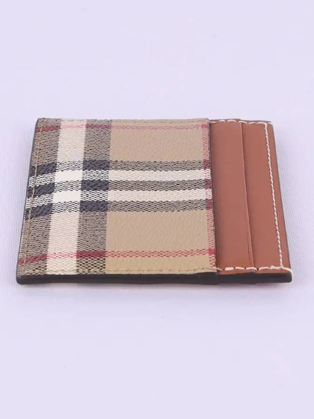 Check Print Leather Card Holder Beige - BURBERRY - BALAAN 6