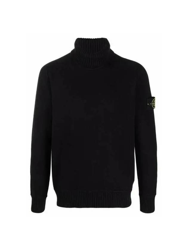 Waffen Patch Cotton Knit Turtleneck Black - STONE ISLAND - BALAAN 2