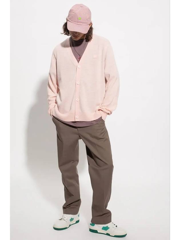 Keve Face Wool V-neck Cardigan Faded Pink Melange - ACNE STUDIOS - BALAAN 7