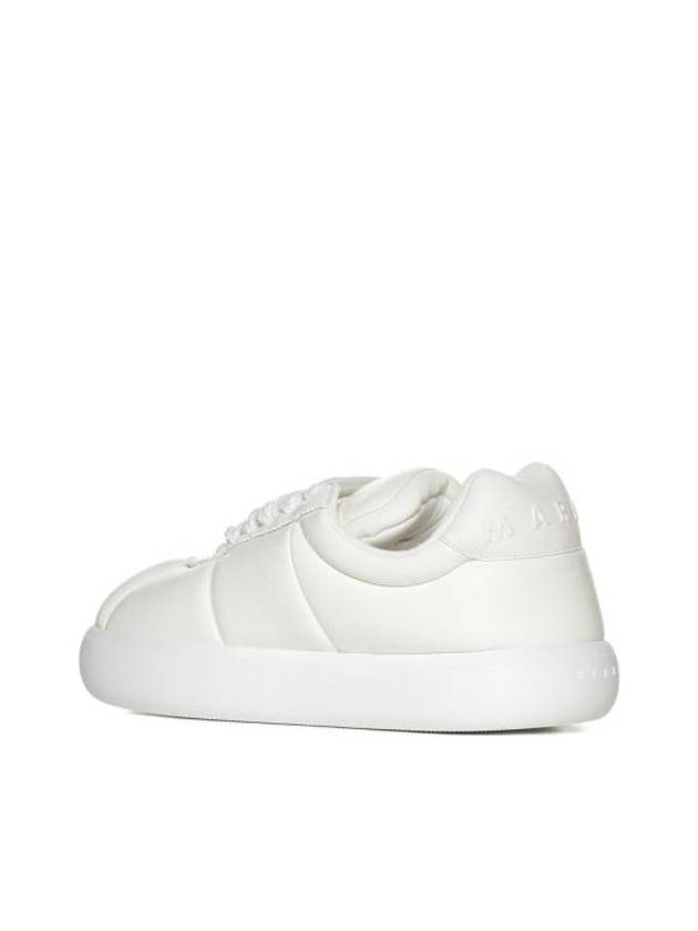 Padded Lace-up Leather Low Top Sneakers White - MARNI - BALAAN 4