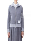 Women's 4-Bar Funnel-Neck Zip-Up Jacket Grey - THOM BROWNE - BALAAN 2