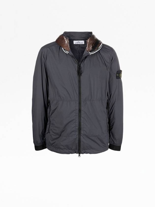 Wappen Patch Skin Touch Nylon Hooded Jacket Charcoal - STONE ISLAND - BALAAN 1