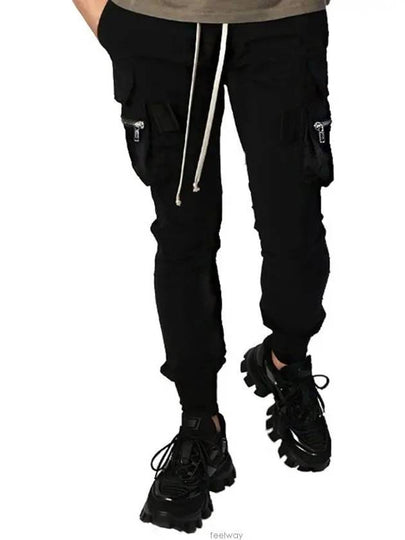 Drawstring Zipper Pocket Cargo Jogger Pants Black - RICK OWENS - BALAAN 2