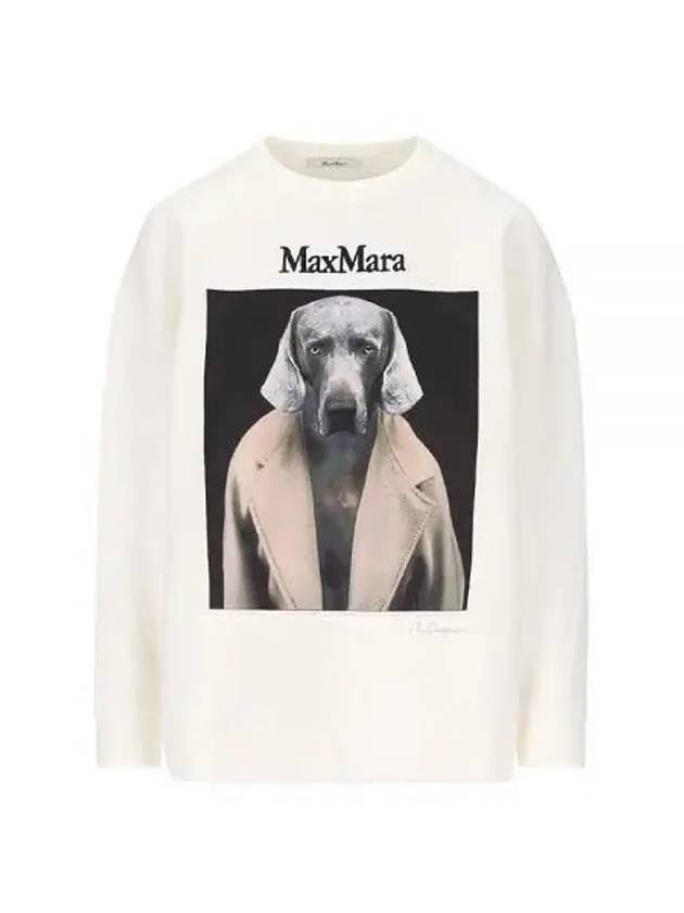 Embroidered Logo Crewneck Sweatshirt White - MAX MARA - BALAAN 2